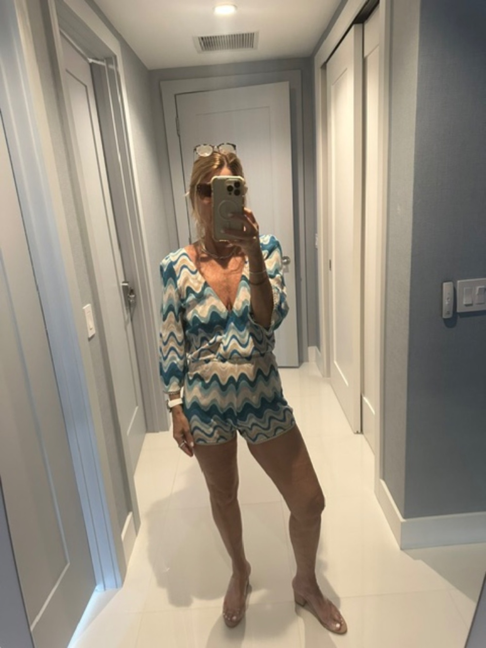 Gold Trim V Neck Romper